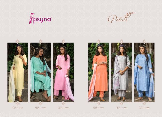 Psyna Petals Fancy Ethnic Wear Cotton Ready Made Salwar Suit Collection